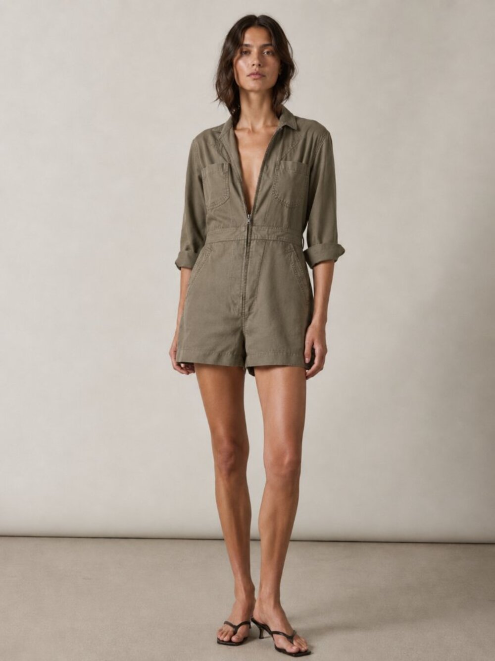 J BRAND Utility Romper In Castor Grey